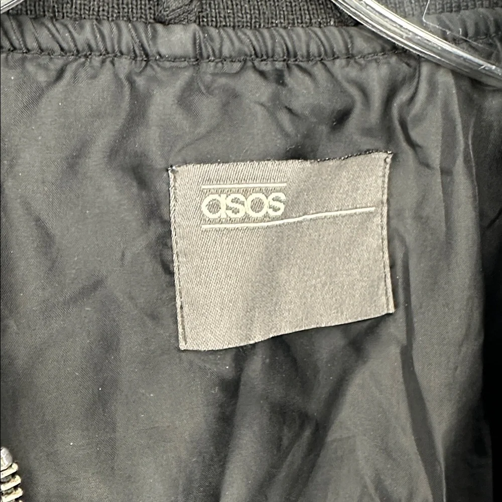 ASOS Black Textured Bomber Jacket‎ Medium jacquard bomber jacket men’s quilted